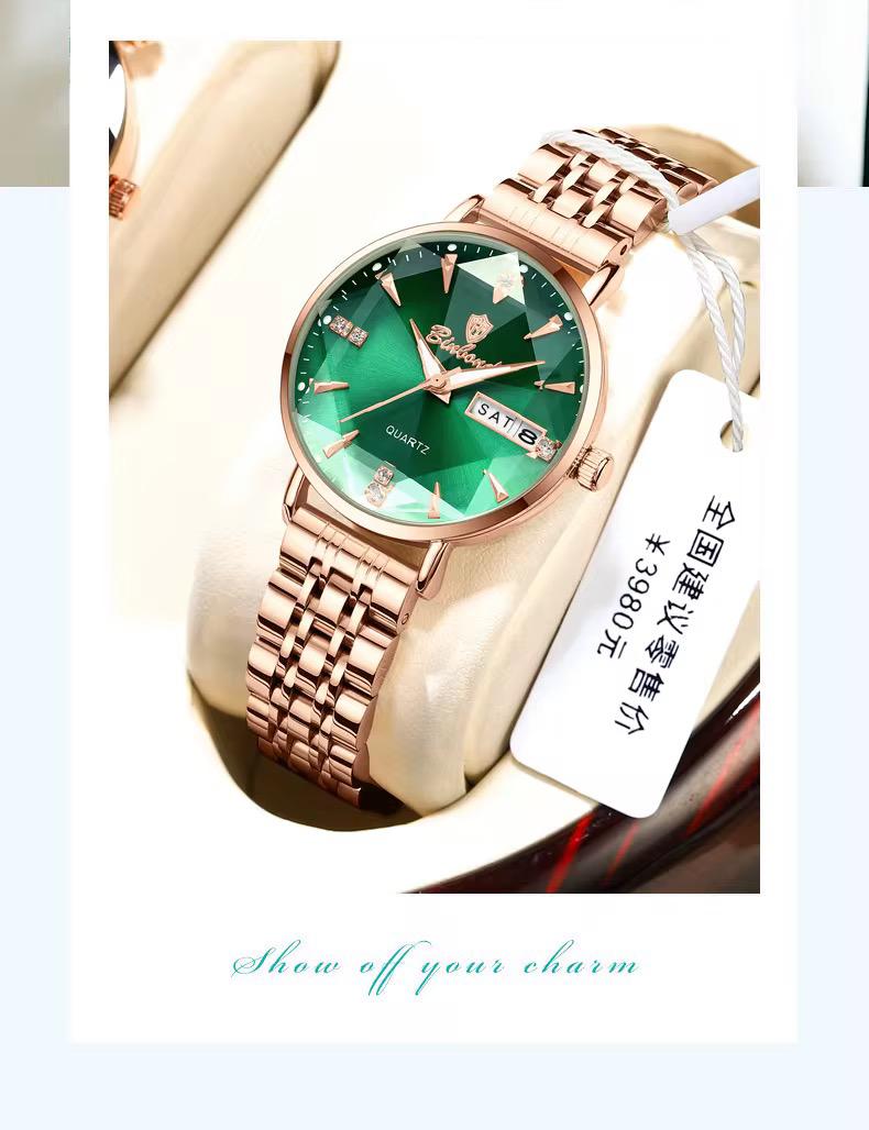 BINBOND N586 2024 New Women's Watch Fashion Diamond Mirror Quartz Steel Belt Student Watch