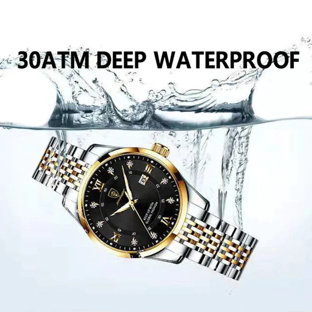 POEDAGAR 836 New Casual Sport Chronograph Men's Watch Couple Stainless Steel Band Wristwatch Luminous Pointers Quartz Watches