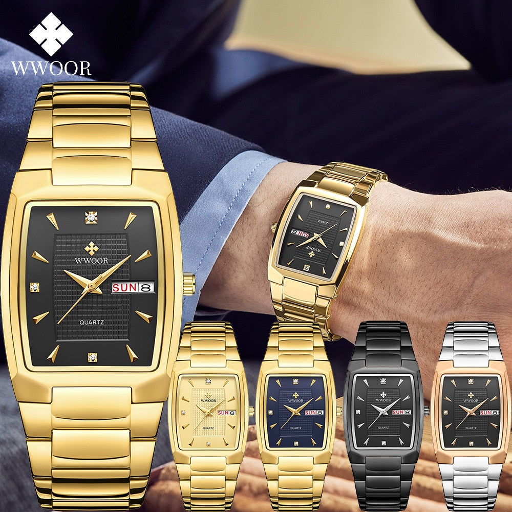 New Arrival WWOOR 8837 Quartz Mens and women Watches Square Stainless Steel Waterproof Wrist Watch
