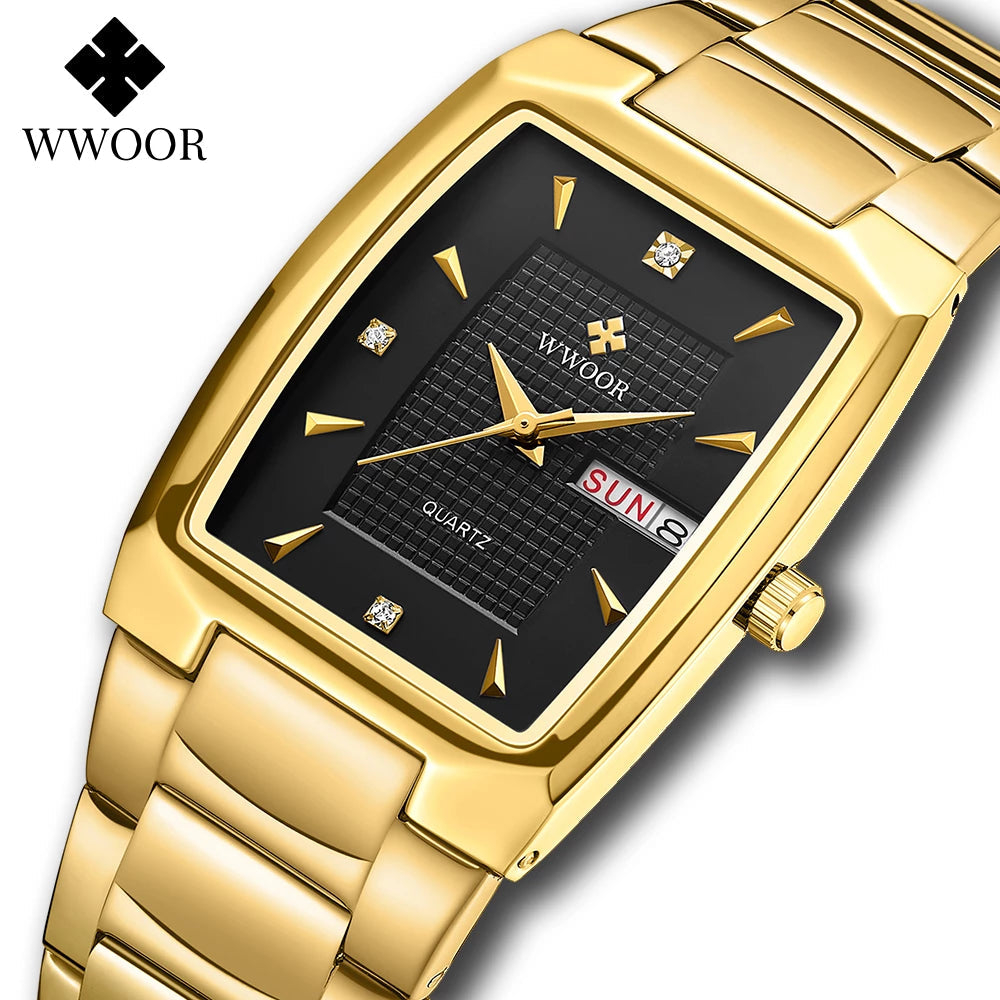 New Arrival WWOOR 8837 Quartz Mens and women Watches Square Stainless Steel Waterproof Wrist Watch