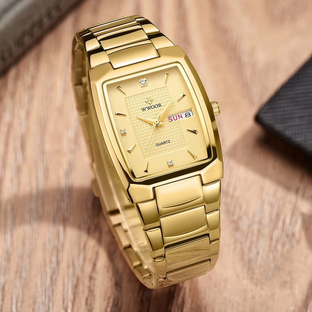 New Arrival WWOOR 8837 Quartz Mens and women Watches Square Stainless Steel Waterproof Wrist Watch