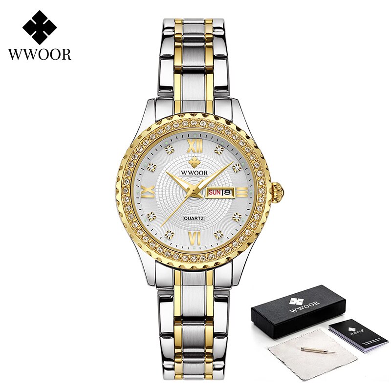 WWOOR 8856 Watch New Design for Luminous Stainless Steel Watches Fashion Quartz Wristwatches