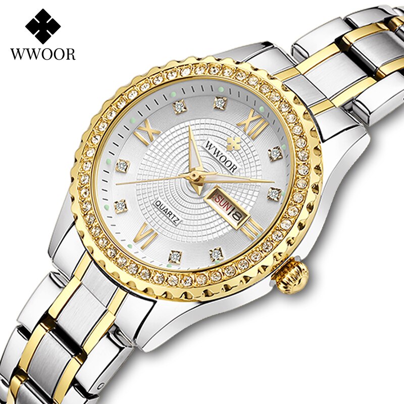WWOOR 8856 Watch New Design for Luminous Stainless Steel Watches Fashion Quartz Wristwatches