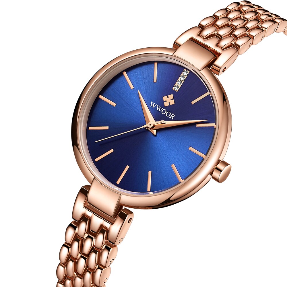 WWOOR 8865 Most Popular Sexy Lady Watch Diamond Shining Dial Female New Model Steel Quartz Woman Watches