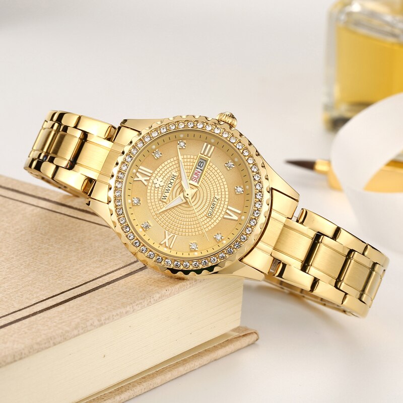 WWOOR 8856 Watch New Design for Luminous Stainless Steel Watches Fashion Quartz Wristwatches