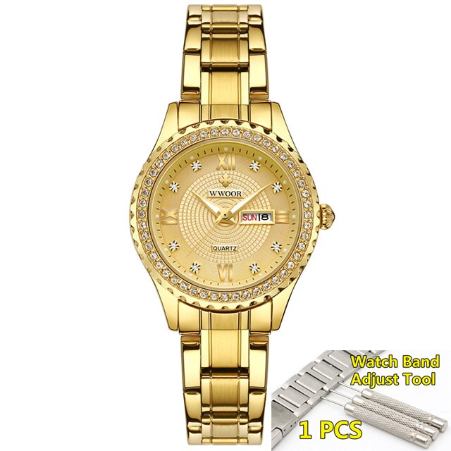 WWOOR 8856 Watch New Design for Luminous Stainless Steel Watches Fashion Quartz Wristwatches