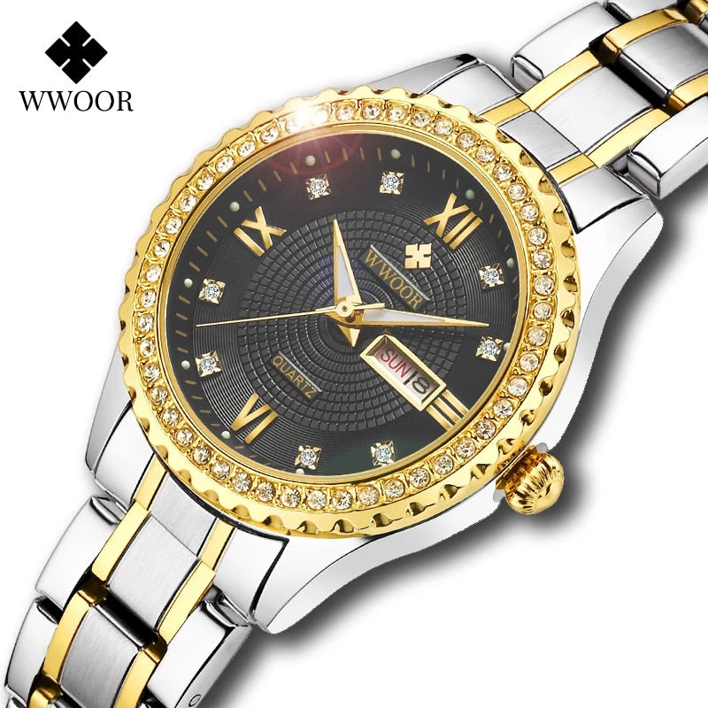 WWOOR 8856 Watch New Design for Luminous Stainless Steel Watches Fashion Quartz Wristwatches