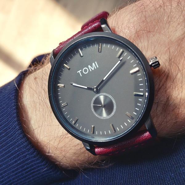 Top Brand TOMI Fashion Sport Quartz Men's Watch Square Clock Leather Strap Simple Dial Women Wristwatch