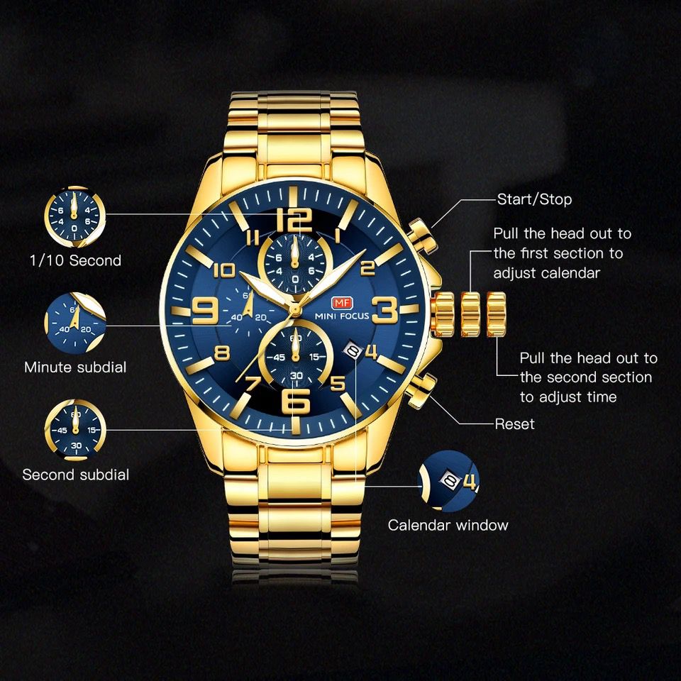 Watches Men wrist luxury MINI FOCUS 0278G Quartz Waterproof Multifunction Chronograph Classic Business Male watch