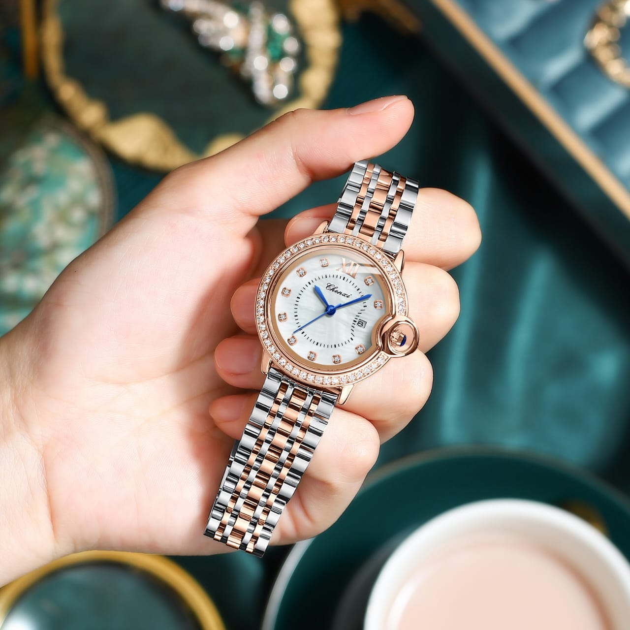 Top Brand Women CHENXI 338 Watch Waterproof Rose Gold Quartz Clock Ladies Stainless Steel Dress Wrist