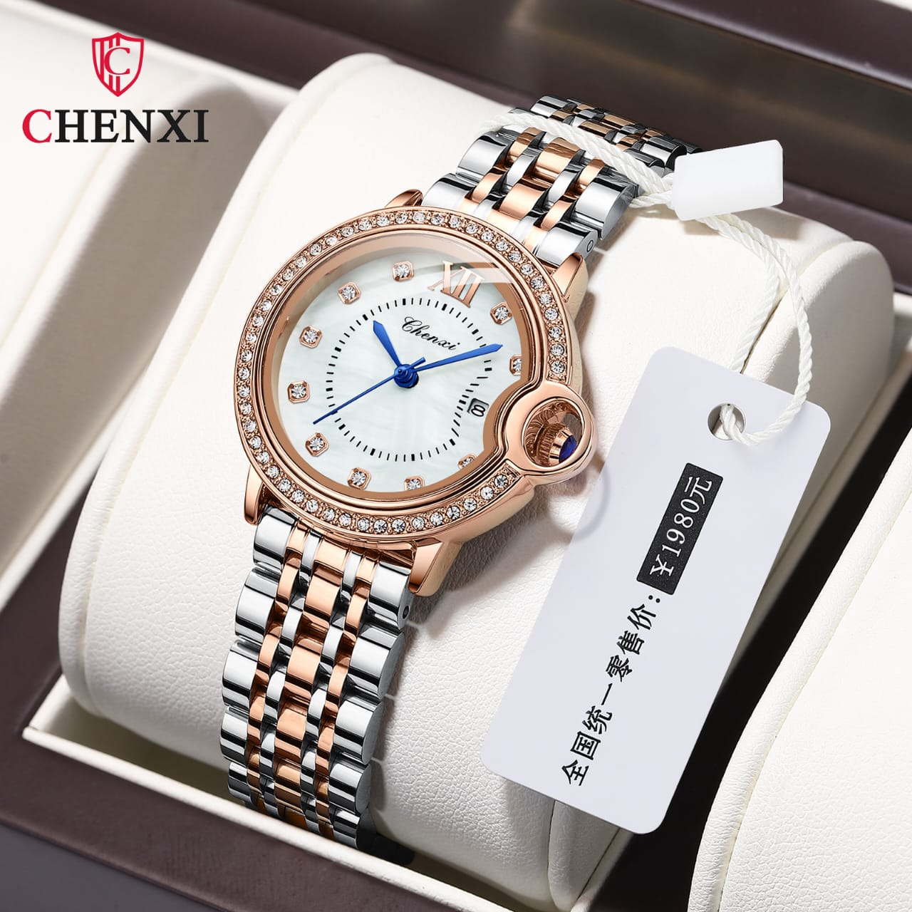 Top Brand Women CHENXI 338 Watch Waterproof Rose Gold Quartz Clock Ladies Stainless Steel Dress Wrist