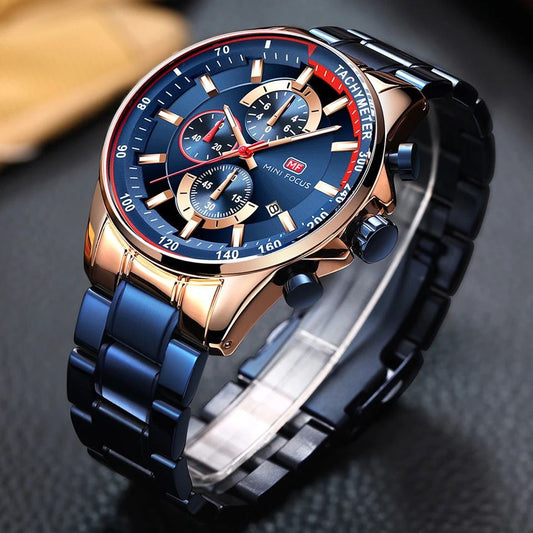 Hot Selling Mini Focus MF0218G Relojes Stainless Steel Strap 3atm Waterproof Chronograph Wristwatch Mens Quartz Wrist Watches