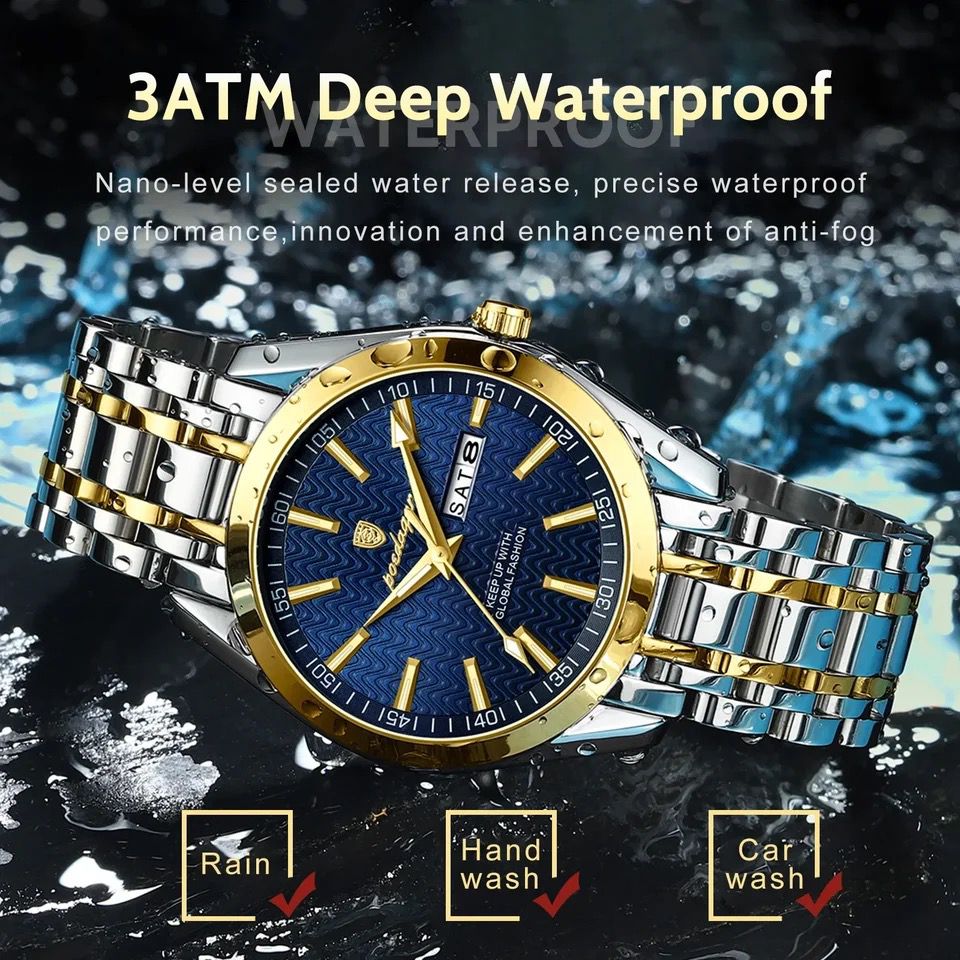 Mens Luxury Fashion Business POEDAGAR 962 Wristwatches Stainless Steel Strap Waterproof Quartz Watches for mens