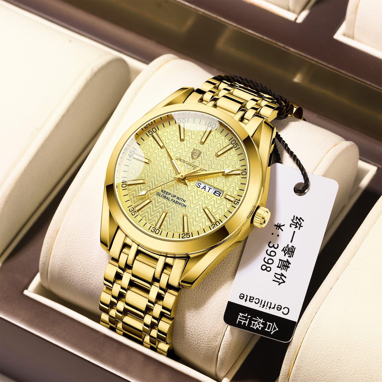 Mens Luxury Fashion Business POEDAGAR 962 Wristwatches Stainless Steel Strap Waterproof Quartz Watches for mens