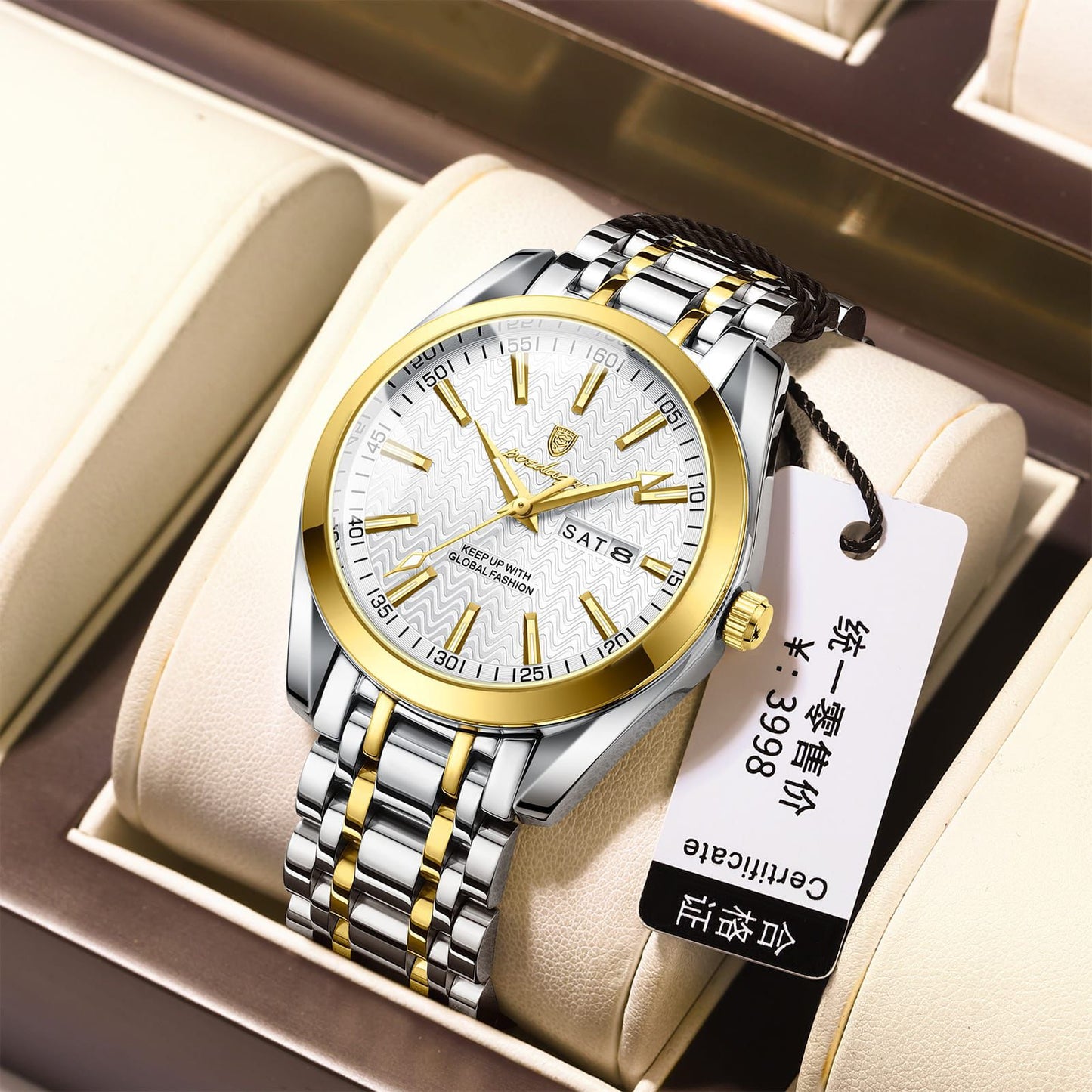 Mens Luxury Fashion Business POEDAGAR 962 Wristwatches Stainless Steel Strap Waterproof Quartz Watches for mens