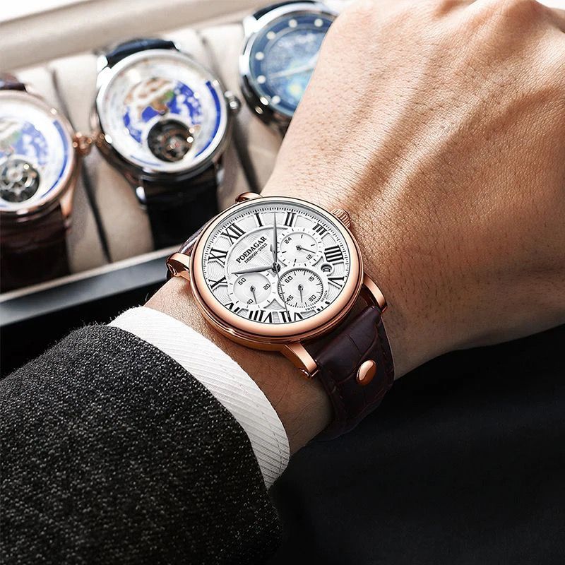 Men's Sports Waterproof Quality Hot Selling POEDAGAR 986 Wristwatch Quartz Wrist Luxury Watches Men