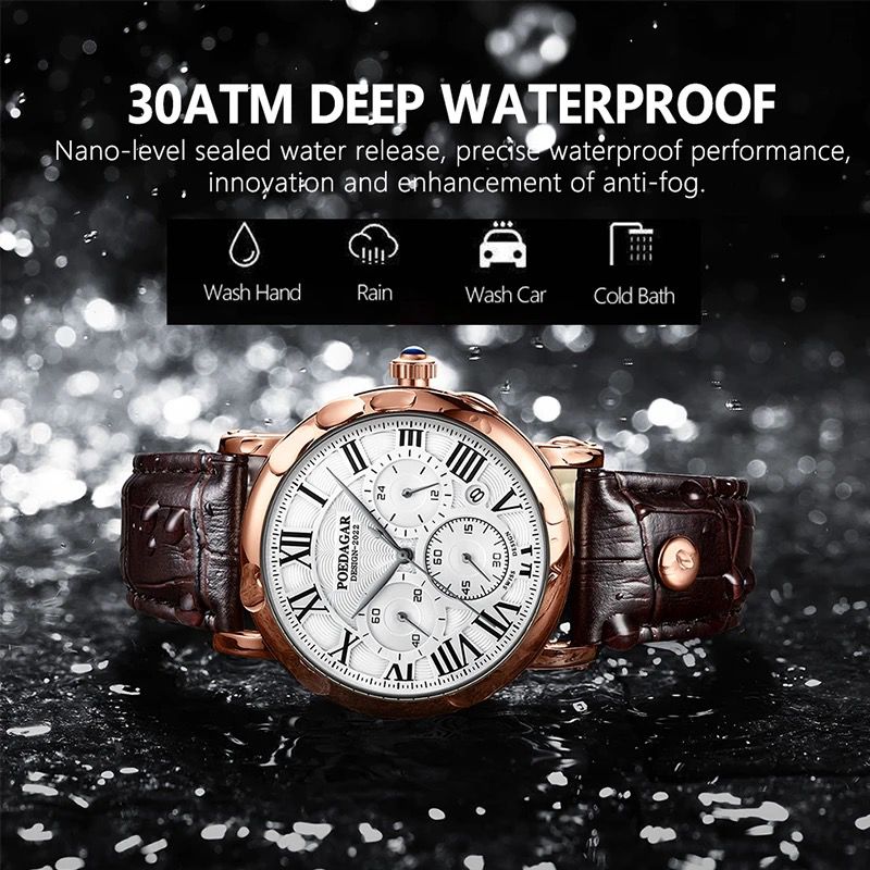 Men's Sports Waterproof Quality Hot Selling POEDAGAR 986 Wristwatch Quartz Wrist Luxury Watches Men