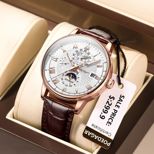 New 2025 POEDAGAR 917 Luxury Watch Business Waterproof Male Clock Luminous Date Stainless Steel Square Quartz Men