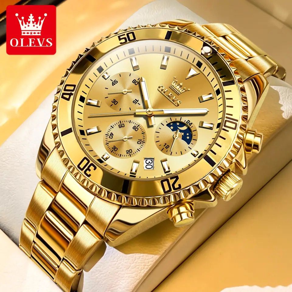 Luxury Quartz Watch OLEVS 2870 for Men Sports Waterproof Moon Phase Watches Top Brand Luxury Stainless Steel Men's Wristwatch
