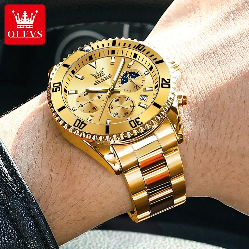 Luxury Quartz Watch OLEVS 2870 for Men Sports Waterproof Moon Phase Watches Top Brand Luxury Stainless Steel Men's Wristwatch