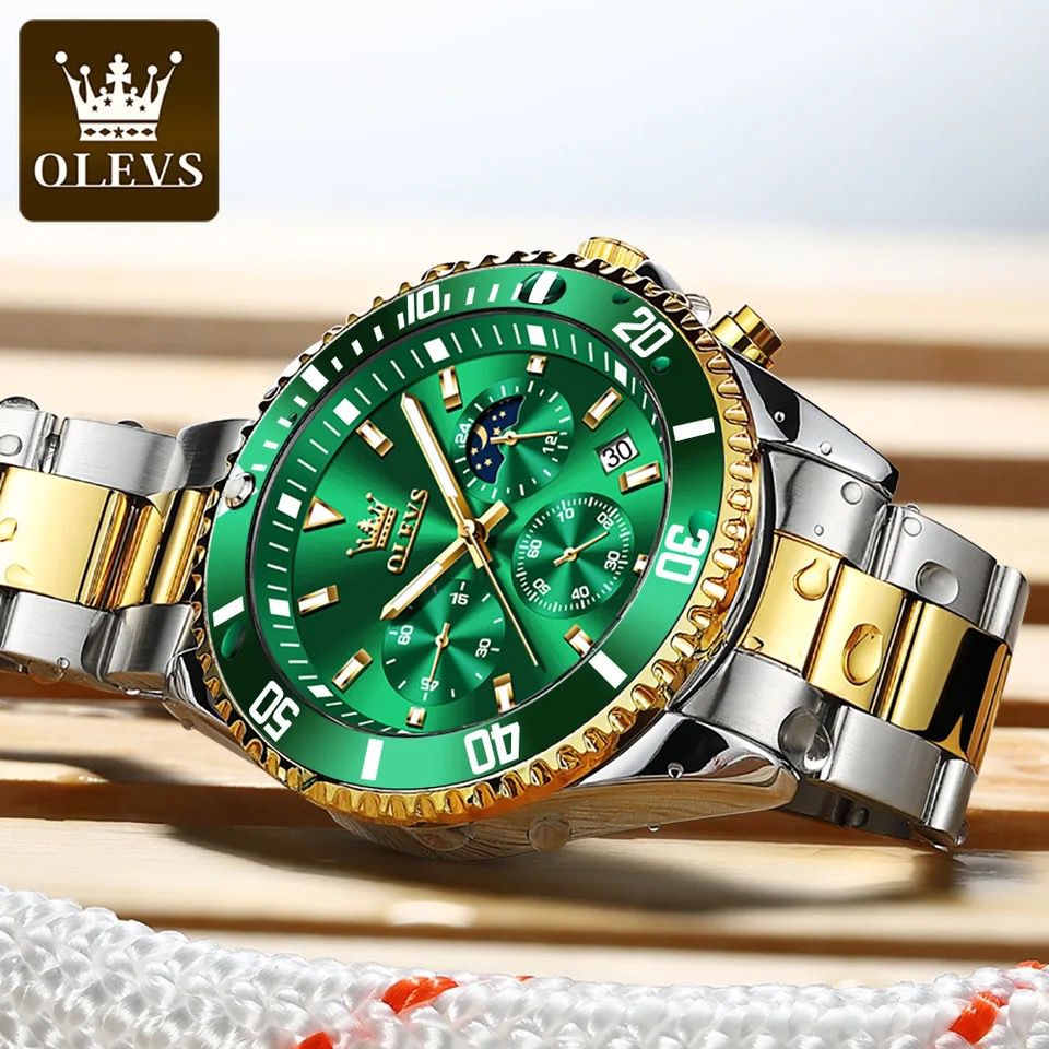 Luxury Quartz Watch OLEVS 2870 for Men Sports Waterproof Moon Phase Watches Top Brand Luxury Stainless Steel Men's Wristwatch