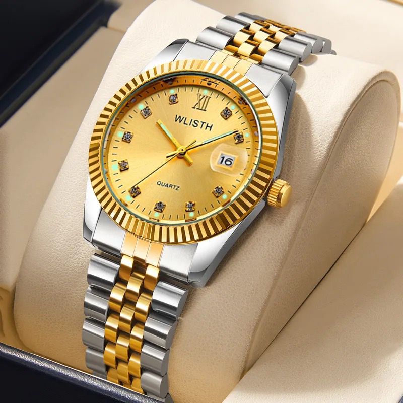 Fashion Diamond Women and Men Watch Wlisth Q354  Stainless Steel Belt Waterproof Luminous Brand Luxury Quartz  Wristwatch