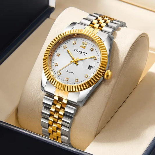 Fashion Diamond Women and Men Watch Wlisth Q354  Stainless Steel Belt Waterproof Luminous Brand Luxury Quartz  Wristwatch