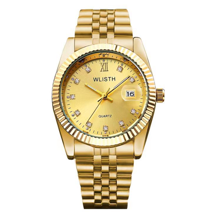 Fashion Diamond Women and Men Watch Wlisth Q354  Stainless Steel Belt Waterproof Luminous Brand Luxury Quartz  Wristwatch