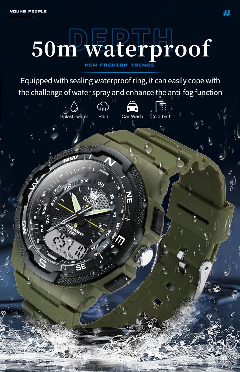Back Light Sports OLEVS 1107 Watch For Men Electronic Digital Watch Fashion Casual Simple Plastic Strap Watch