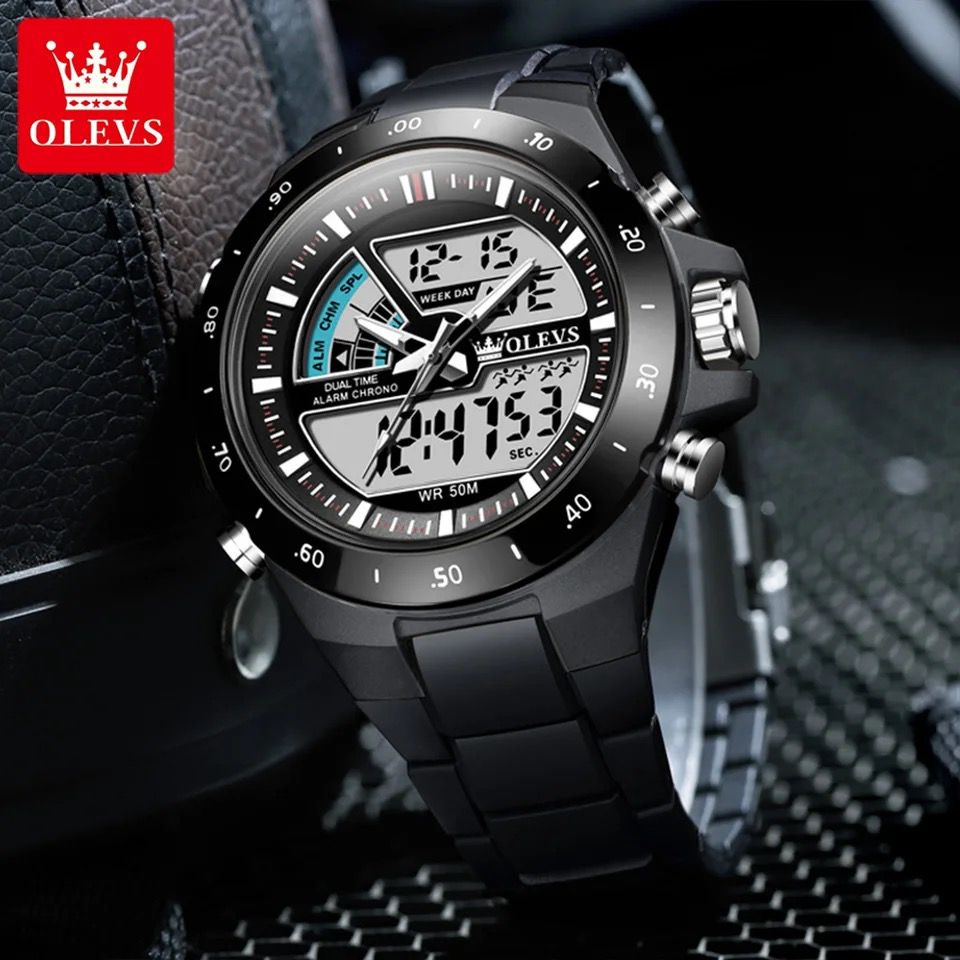 Fashion Digital Watches OLEVS 1110 Multi Function Round Waterproof Large Dial Wrist Watches Luminous Men Watches