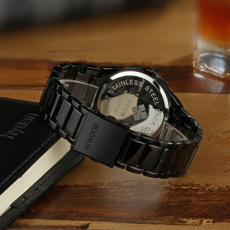 Fashion Classic WWOOR 8875 Gold Waterproof Watches Simple Stainless Steel Calendar Sports Quartz Watch For Men