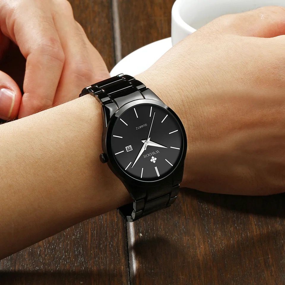Fashion Classic WWOOR 8875 Gold Waterproof Watches Simple Stainless Steel Calendar Sports Quartz Watch For Men