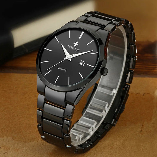 Fashion Classic WWOOR 8875 Gold Waterproof Watches Simple Stainless Steel Calendar Sports Quartz Watch For Men