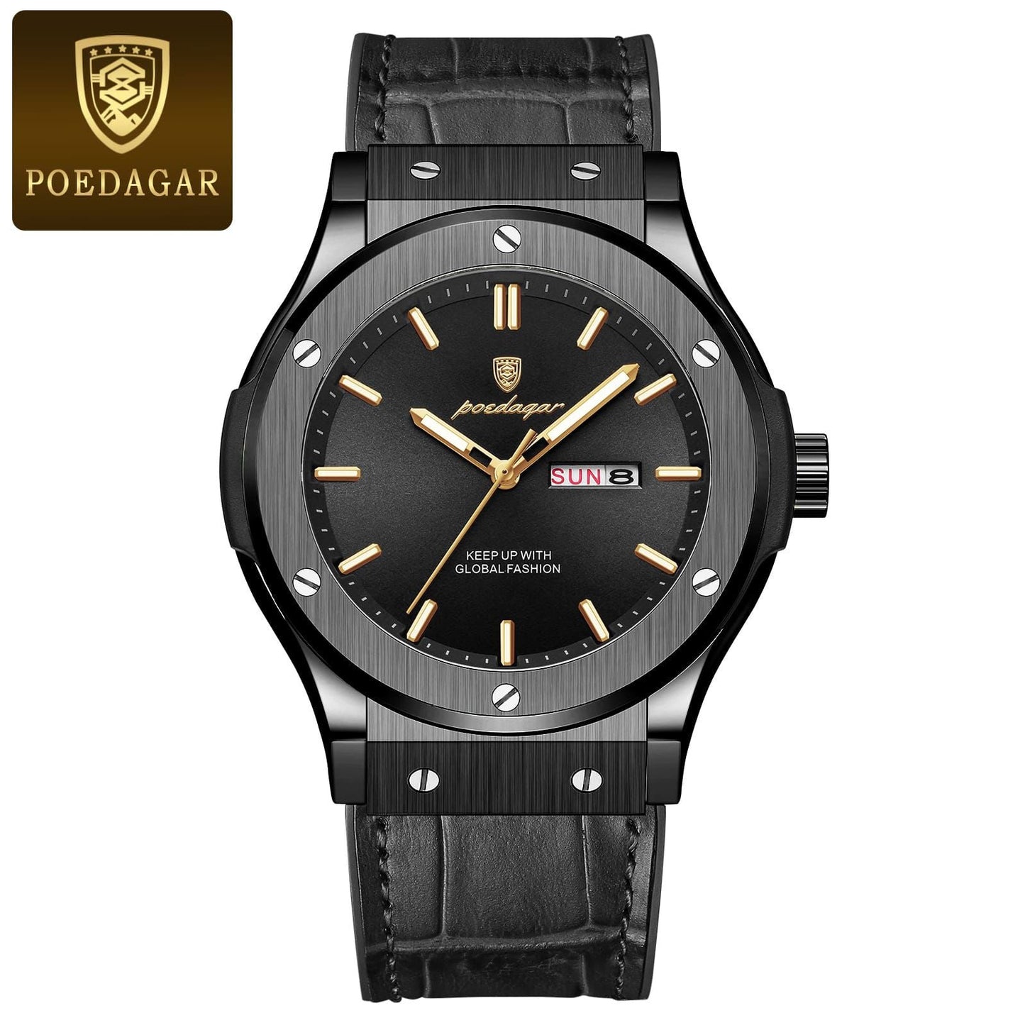 Newest Hot Sale Quartz Watch for Men POEDAGAR 952 High Quality Leather Strap Date Men's Watch Luxury Waterproof Wristwatch