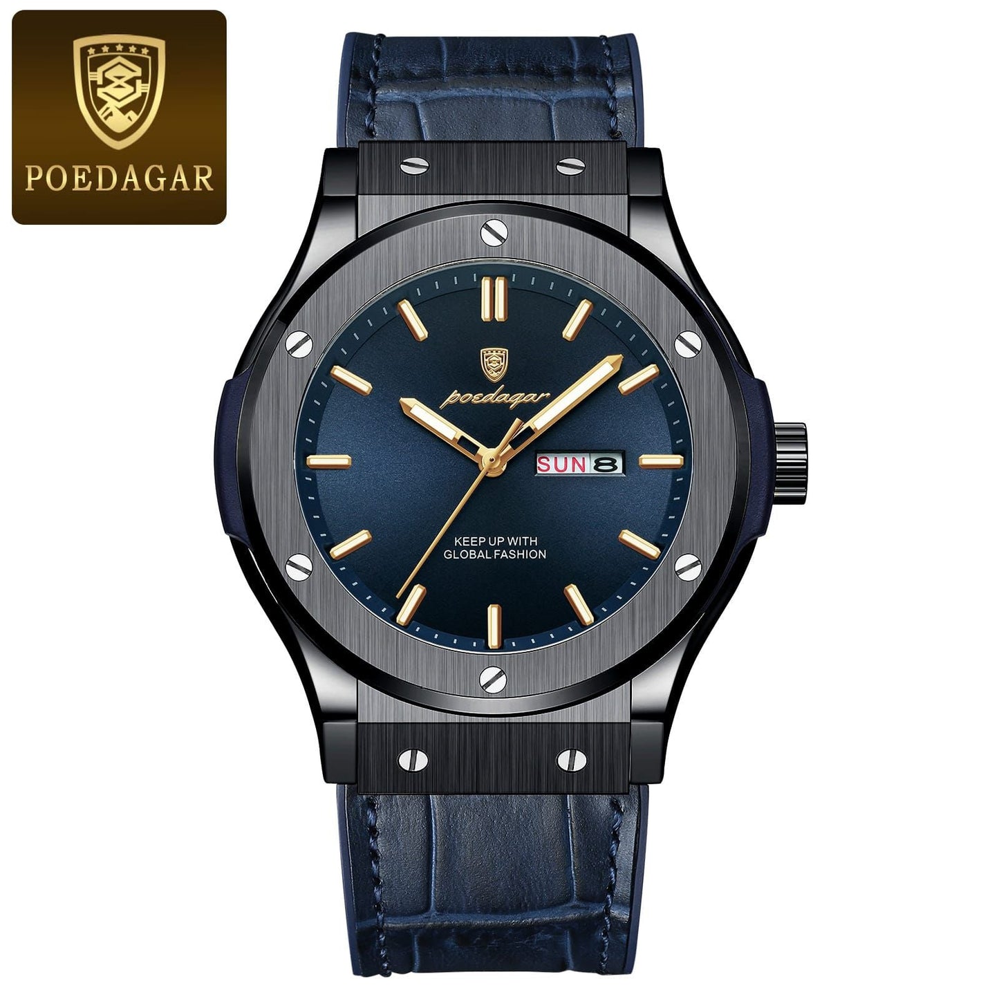 Newest Hot Sale Quartz Watch for Men POEDAGAR 952 High Quality Leather Strap Date Men's Watch Luxury Waterproof Wristwatch