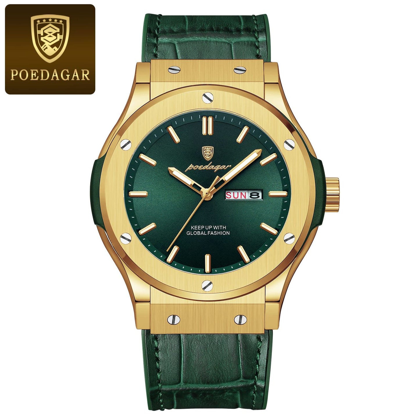 Newest Hot Sale Quartz Watch for Men POEDAGAR 952 High Quality Leather Strap Date Men's Watch Luxury Waterproof Wristwatch