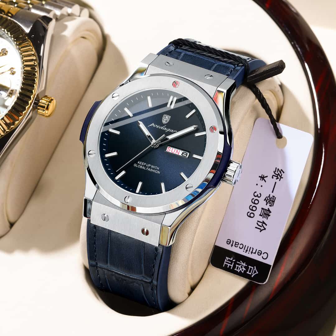 Newest Hot Sale Quartz Watch for Men POEDAGAR 952 High Quality Leather Strap Date Men's Watch Luxury Waterproof Wristwatch