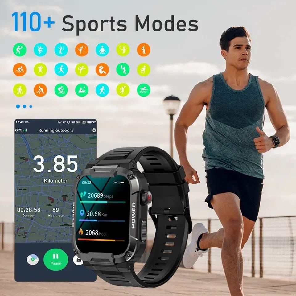 MK66 Smart Watch 1.85 Inch Touch Screen GloryFit IP68 Waterproof MK66 Rugged Smartwatch for Men Outdoor Sports