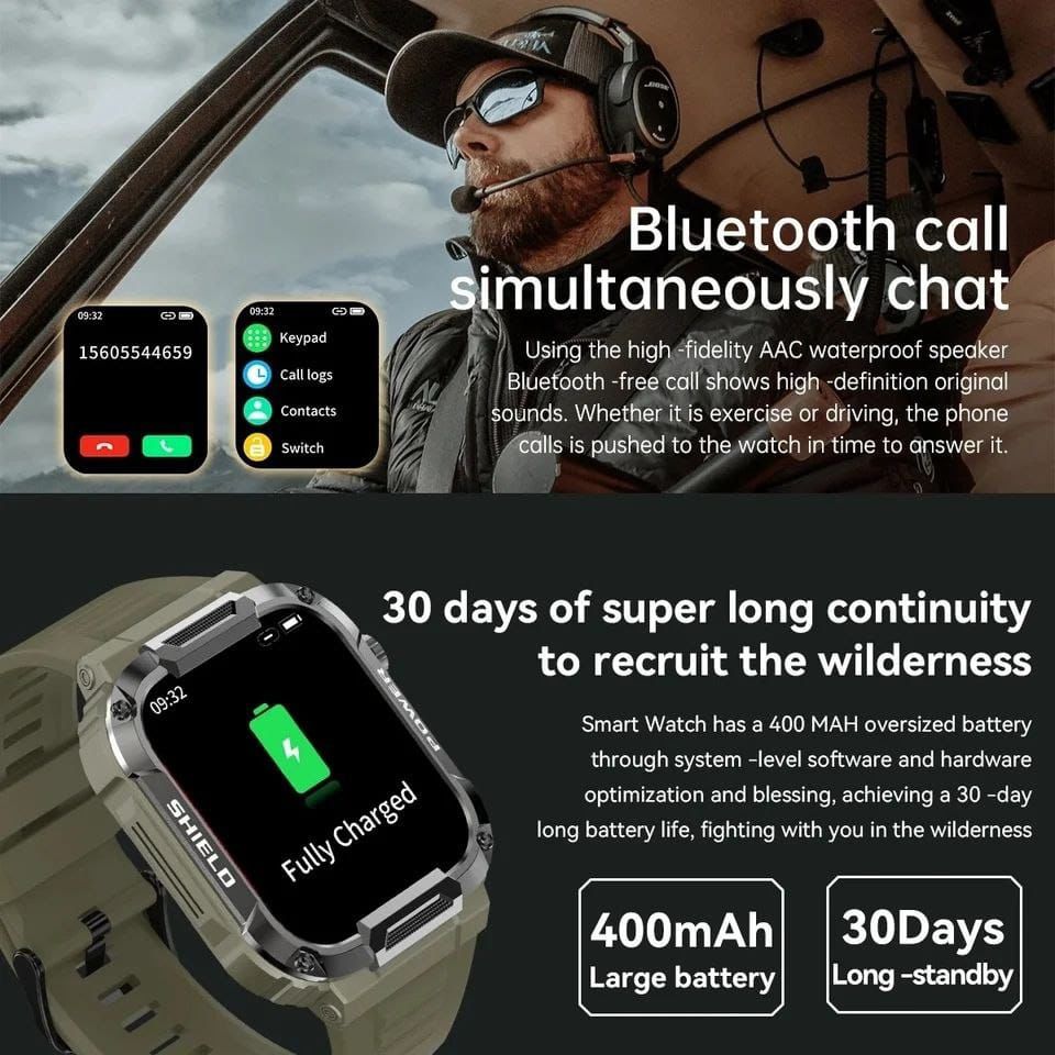 MK66 Smart Watch 1.85 Inch Touch Screen GloryFit IP68 Waterproof MK66 Rugged Smartwatch for Men Outdoor Sports