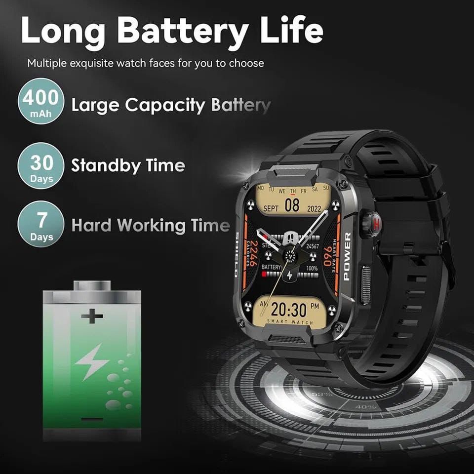 MK66 Smart Watch 1.85 Inch Touch Screen GloryFit IP68 Waterproof MK66 Rugged Smartwatch for Men Outdoor Sports