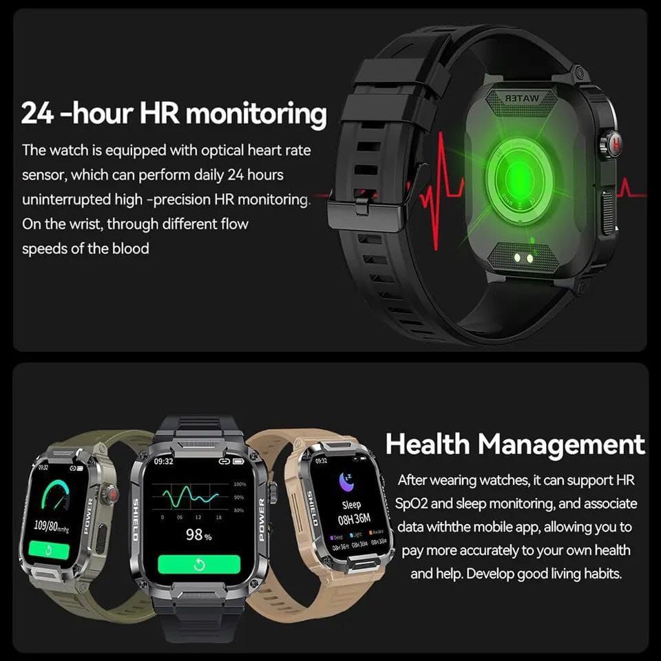 MK66 Smart Watch 1.85 Inch Touch Screen GloryFit IP68 Waterproof MK66 Rugged Smartwatch for Men Outdoor Sports