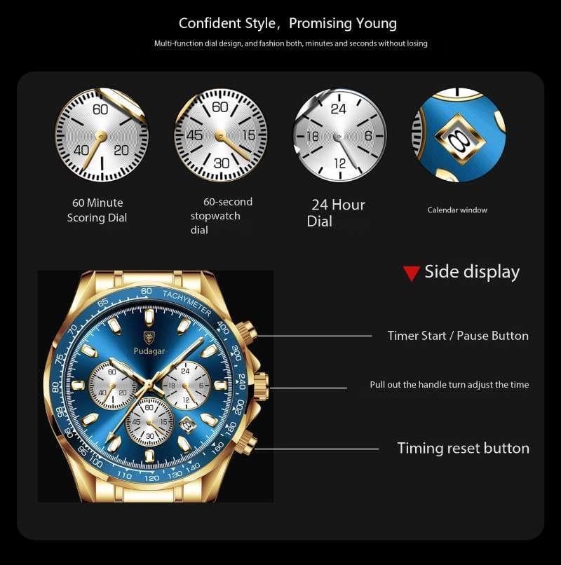 POEDAGAR Watch Men 815 New Classic Business Quartz Watches Waterproof Man Wristwatches Watches gift
