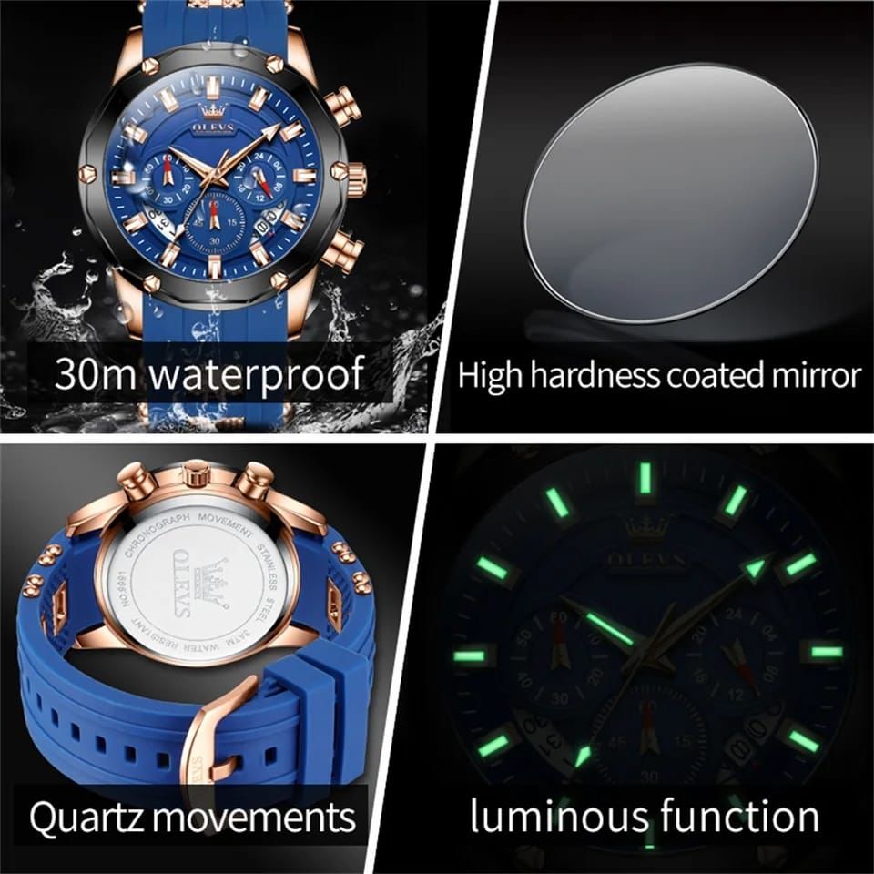 Fashion Sport Quartz Movement OLEVS 9991 45mm Big Dial Watch For Men Waterproof Original Man Clock Chronograph Date Hand Watches