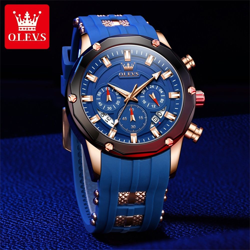 Fashion Sport Quartz Movement OLEVS 9991 45mm Big Dial Watch For Men Waterproof Original Man Clock Chronograph Date Hand Watches