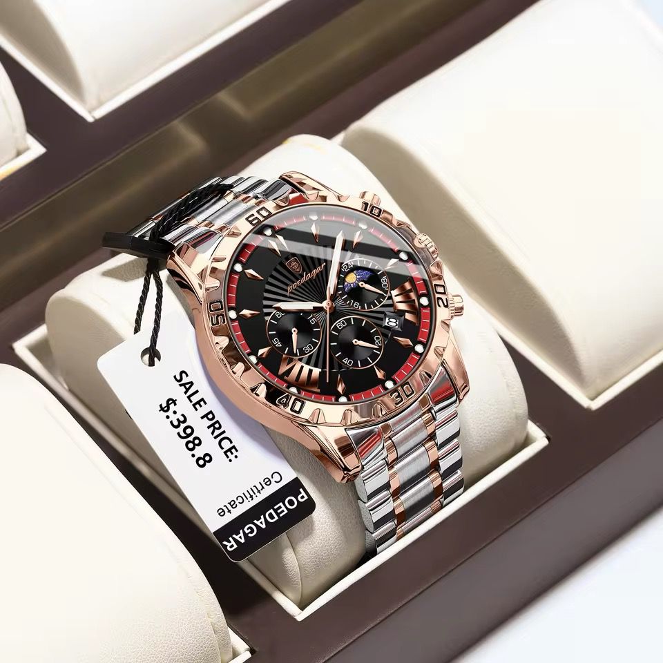 POEDAGAR Watch Men 968 New Luxury Waterproof Luminous Chronograph Date Man Watch Stainless Steel Quartz Men's Watches