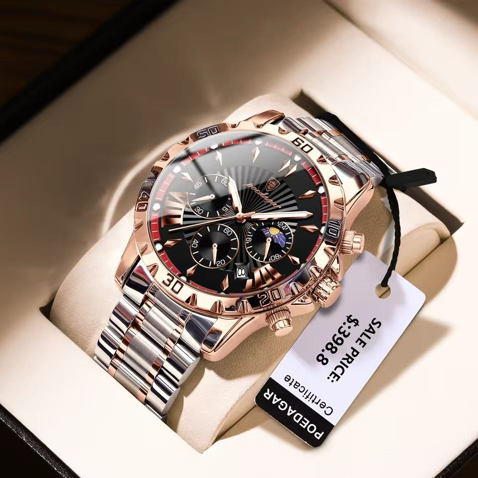 POEDAGAR Watch Men 968 New Luxury Waterproof Luminous Chronograph Date Man Watch Stainless Steel Quartz Men's Watches