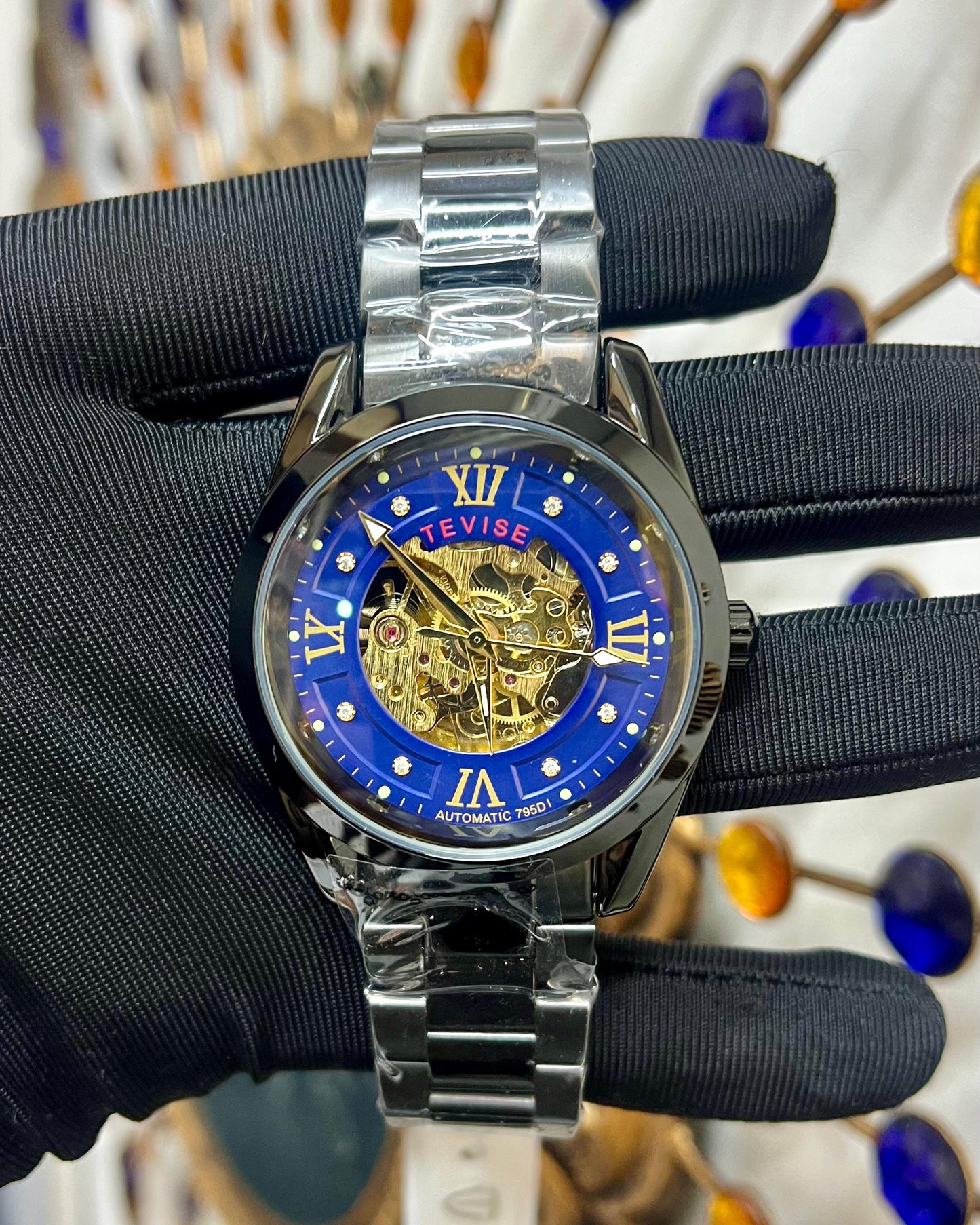 Hollow Out Automatic TEVISE 795D Watch Business Male Luminous Mechanical Visible Movement Watch 3 ATM Waterproof Watch