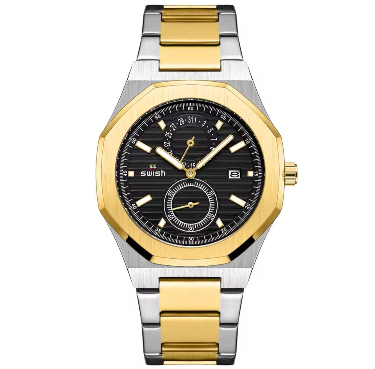 Hot Selling Fashion Luxury Swish 2311-2 Mens Watch Stainless Steel Analog, Waterproof Luminous Quartz Movement Watch For Men