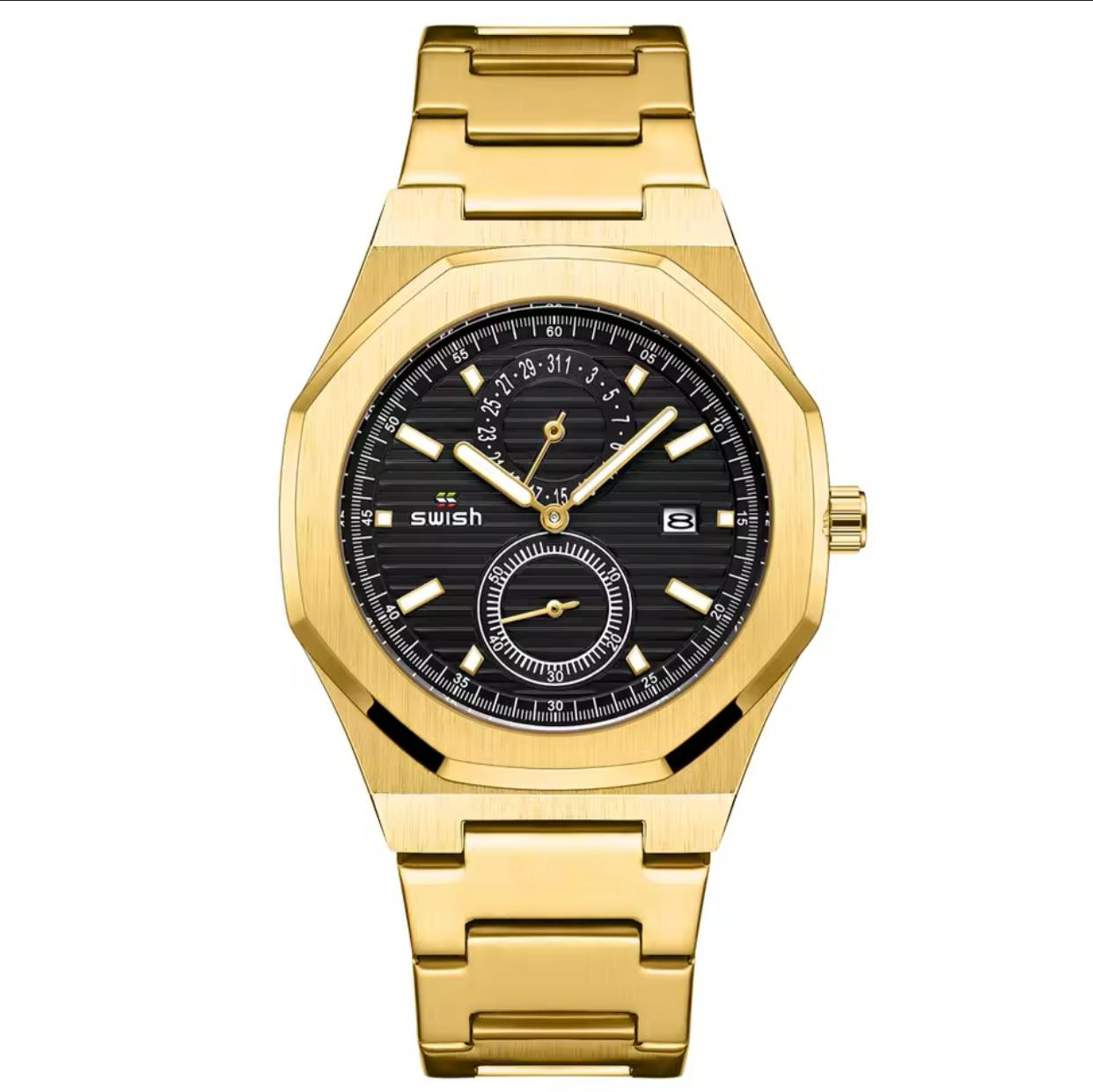 Hot Selling Fashion Luxury Swish 2311-2 Mens Watch Stainless Steel Analog, Waterproof Luminous Quartz Movement Watch For Men