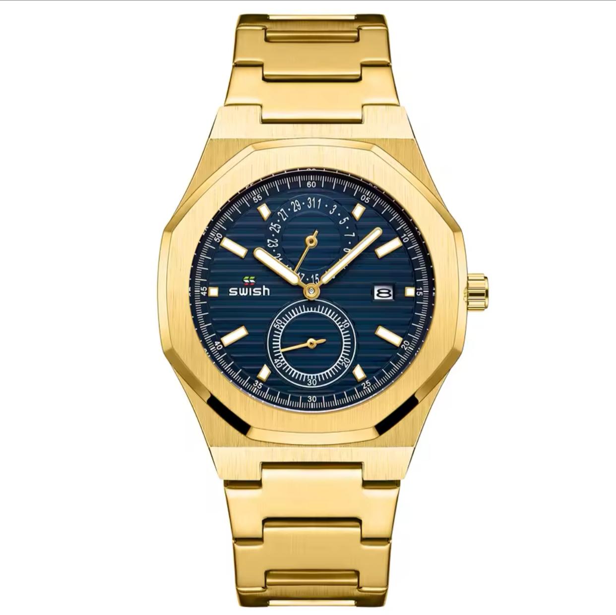 Hot Selling Fashion Luxury Swish 2311-2 Mens Watch Stainless Steel Analog, Waterproof Luminous Quartz Movement Watch For Men